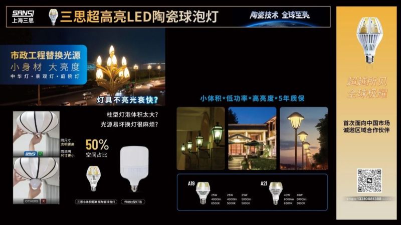超越所见,三思,重磅发布,10000流明,A21,陶瓷球泡,高端光源,“陶瓷芯”,填补全球市场空白